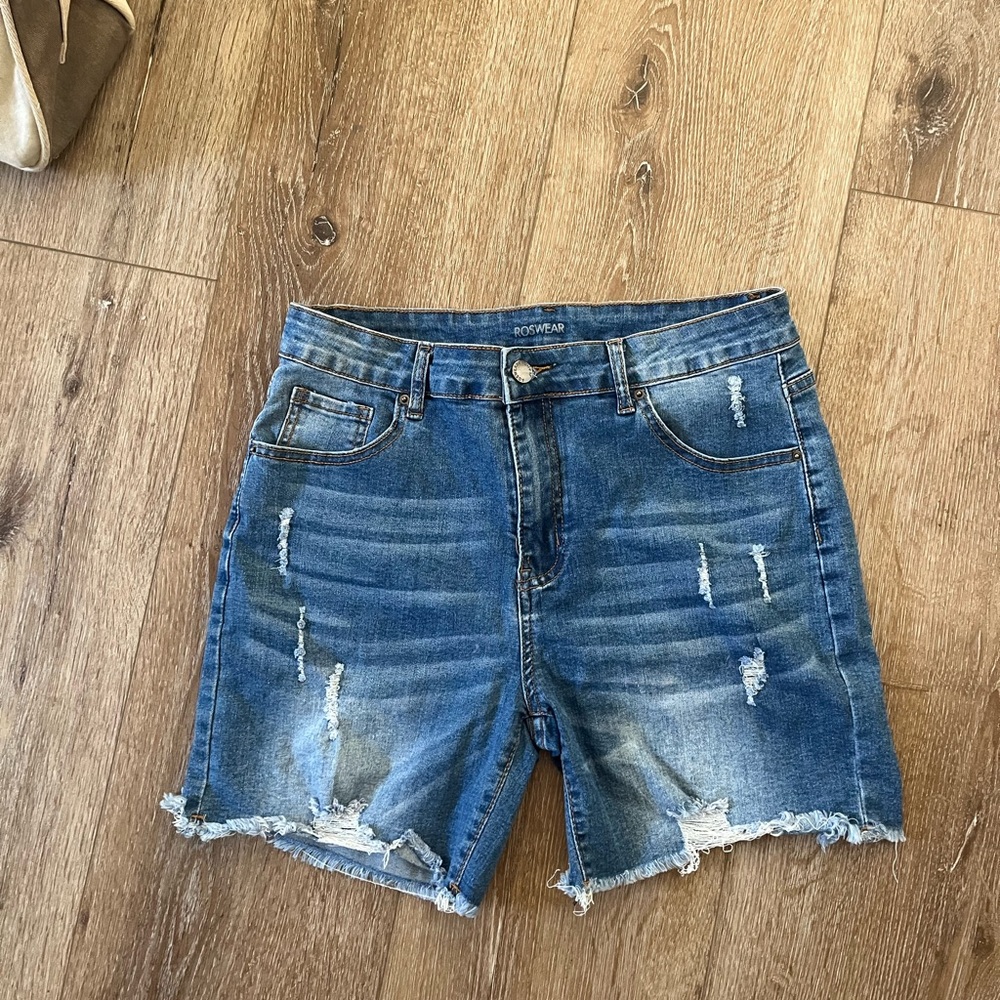 Distressed Blue Jean Shorts Large